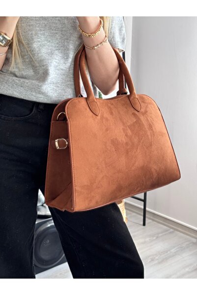 Eflin Modaa Kadın Siyah Geniş Hacimli Süet Çapraz Askılı El Ve Omuz Çantası