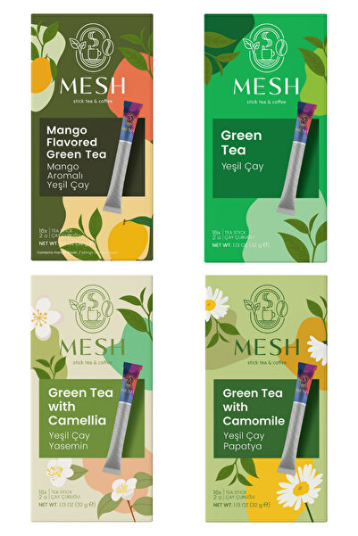 Mesh Stick Green Tea Collection 4-Pack - Jasmine, Chamomile, Mango, and Plain...