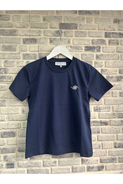 FASHION PULSE TEKSTIL تي شيرت نسائي أساسي باللون الأزرق الداكن بأكمام قصيرة و...