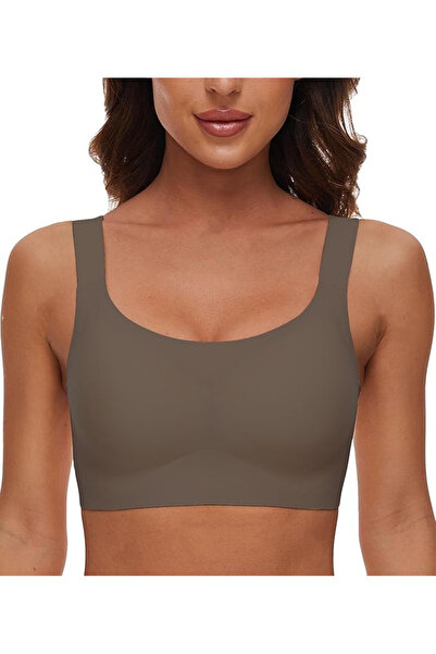 OEM Sutien sport fără cusături, sutien elastic de compresie pentru corp, maro XL