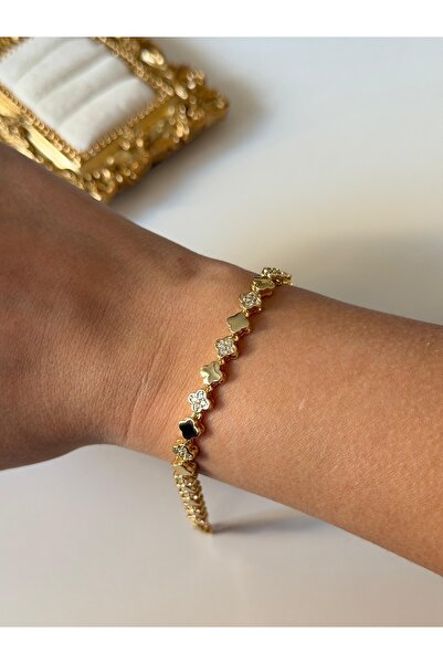 Charmist Çelik gold yonca şans bileklik