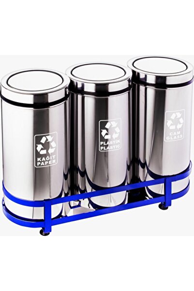 Palex Krom Üçlü Geri Dönüşüm Çöp Kovası
