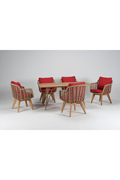 Luce Garden Lilac Bahçe Ahşap Masa Takımı 160 x 90 cm Masa + 6 Tekli Sandalye