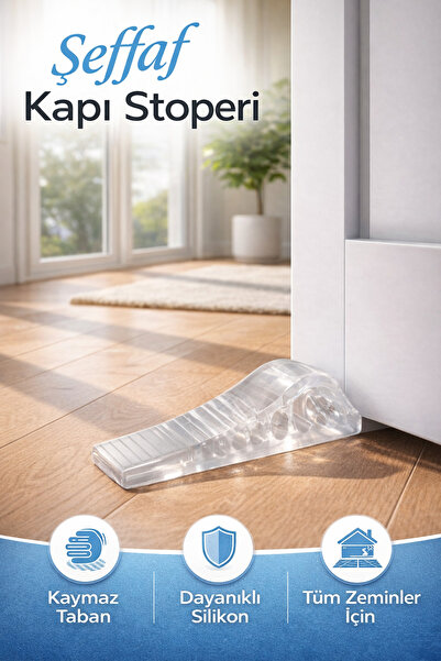 QesQin Şeffaf Kapı Stoperi Kaymaz Silikon Kapı Tutucu Kapı Sabitleyici 1 Adet
