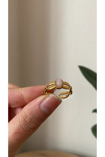 Petek Collection خاتم فولاذي قابل للتعديل بحجر طبيعي بتصميم عتيق