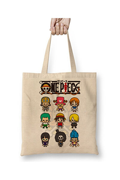 Toyaso Τσάντα αγορών One Piece White Tote Bag με μακριά λαβή Τσάντα παραλίας