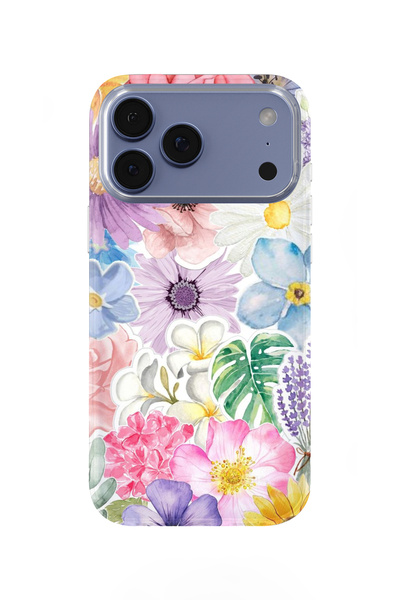 lelia حافظة هاتف شفافة متوافقة مع هاتف iPhone 17 Pro مطبوع |   المجموعة: فلور...