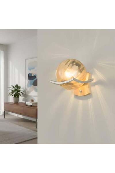 BAB مصباح جداري عصري بتقنية LED بقاعدة ذهبية وكرة زجاجية