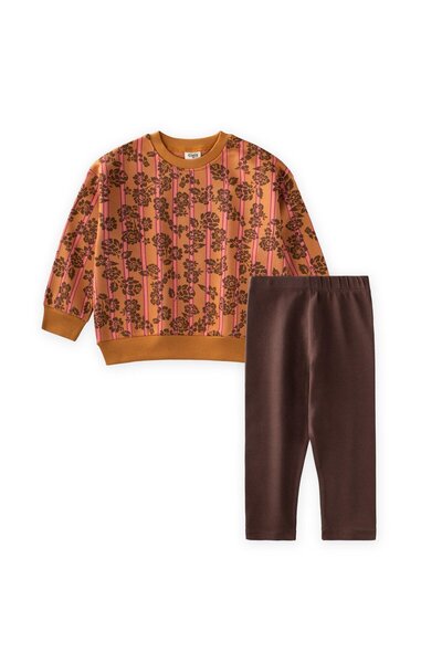Cigit Sweatshirt with Leggings Set 2-10 Years Old Camel