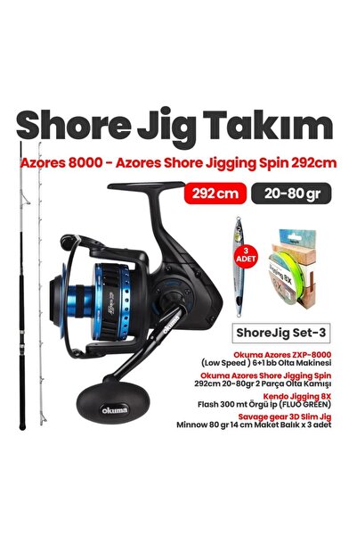 Okuma Azores 8000A Olta Makinesi - Azores 292cm 20-80gr Shore Jigging Takımı -3