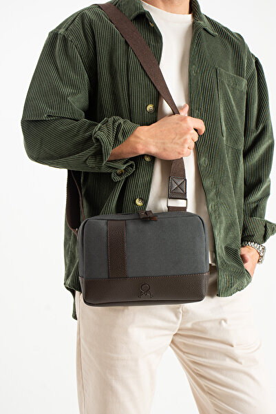 Teal Collection Canvas Faux Leather Crossbody Tablet Bag with Internal Organi...