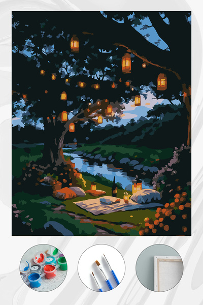 Parloran Sayılarla Boyama 40x50 cm Tuval Seti - Boyaları Ve Fırçaları Dahil -...