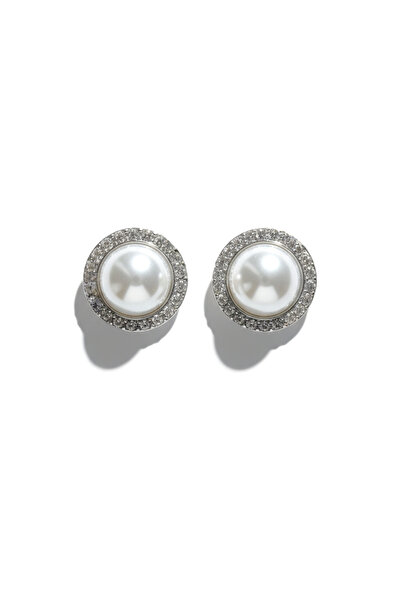 maia Silver Color Zircon Stone Pearl Earrings
