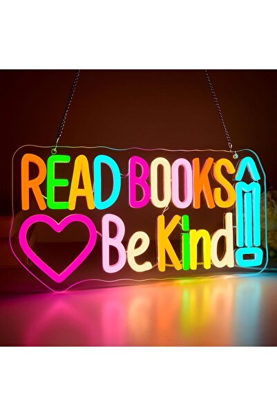 Slasa Read Books And Be Kind LED Neon Sign 18x35 cm Acrylic Classroom Decor