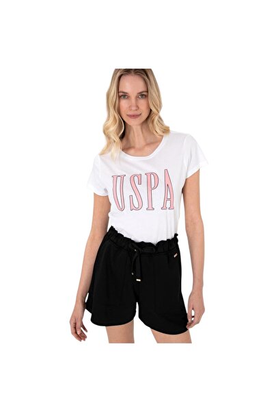 U.S. Polo Assn. تي شيرت نسائي مطبوع عليه علامة تجارية