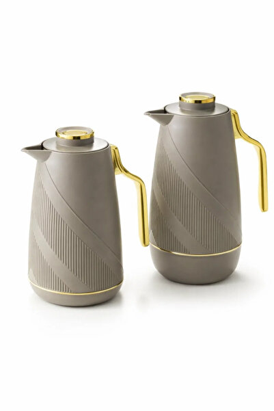 Urbanza 2-Piece Luxury Insulated Serving Flask Set with Textured Body and Gol...