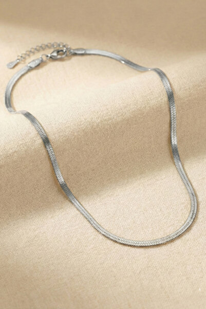 AURRARİ Silver Italian Crushed Chain Steel Necklace