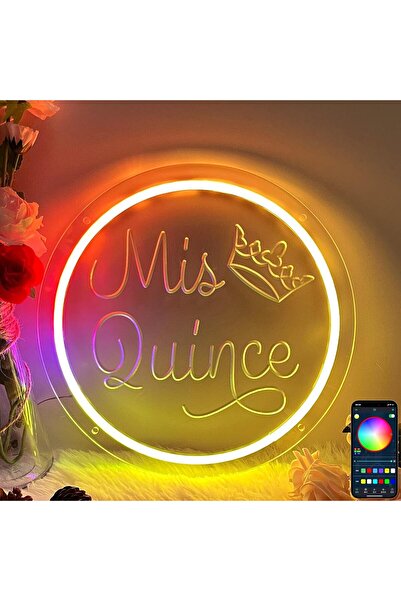 Slasa Mis Quince LED Neon Sign 30x30 cm Multicolor Acrylic Birthday & Party D...