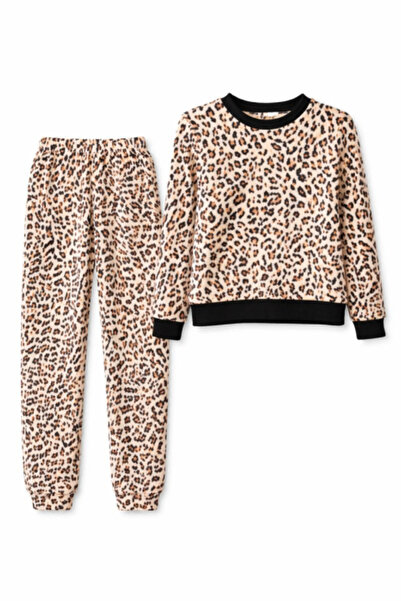 milabutik Women's Cocolino Pajamas with Leopard Print, 2-Piece Set, Very Warm