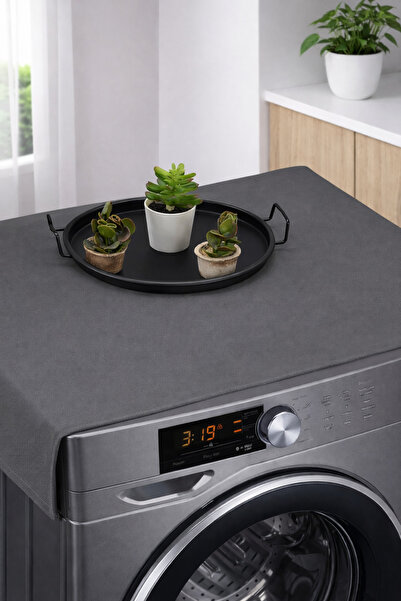HOMELKA Washing Machine Cover Liquid Proof Fabric Anthracite Color Flat Model