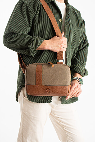 Teal Collection حقيبة تابلت من الجلد الصناعي من القماش الكتاني مع منظم داخلي ...