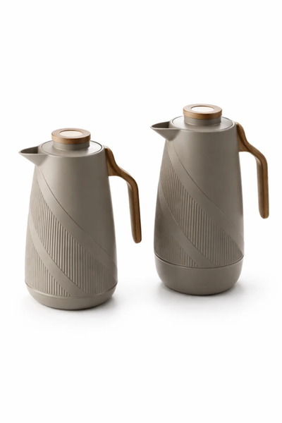 Urbanza 2-Piece Modern Insulated Serving Flask Set with Textured Body and Erg...