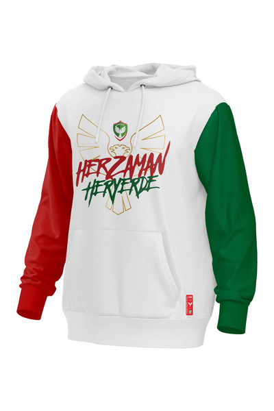 Amedstore AMEDSPOR KOLLARI YEŞİL KIRMIZI KAPÜŞONLU SWEAT
