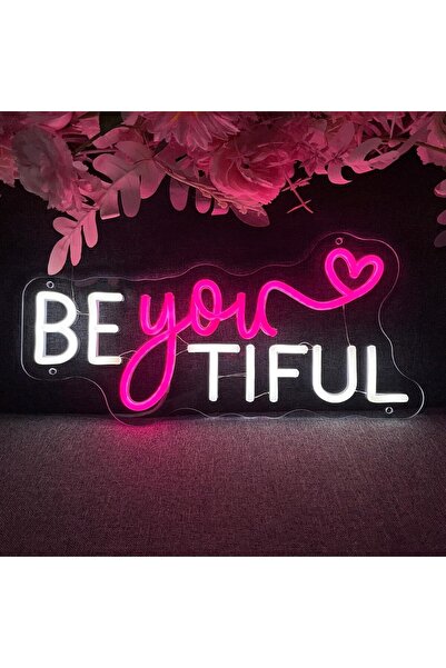 Slasa لافتة نيون LED "كن جميلاً" مقاس 40 × 19 سم، ديكور أكريليك متعدد الألوان...