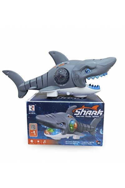 EGOMONİİ Yerde giden Pilli Köpekbalığı Sesli Müzikli Işıklı Köpek Balığı