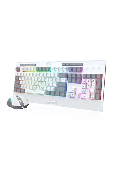 REDRAGON S151 Gaming Essentials white keyboard and mouse kit with RGB lighting