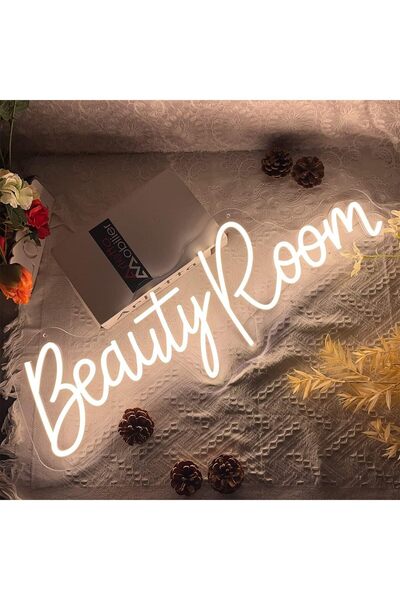 Slasa لوحة نيون LED لغرفة التجميل، مقاس 40 × 14 سم، لون أبيض دافئ، مصنوعة من ...