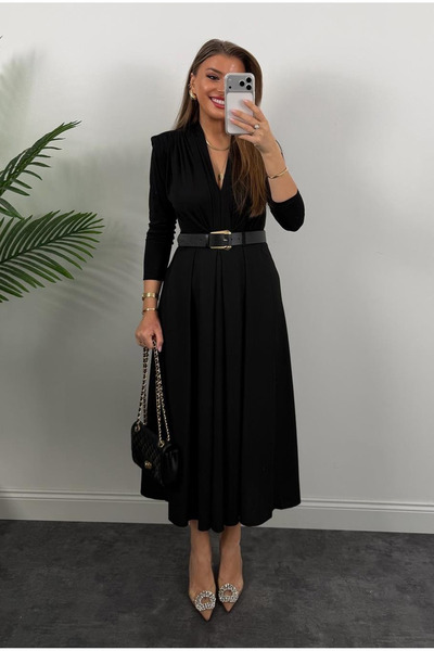 My Blog Черна поливискозна пола с колан - 3360