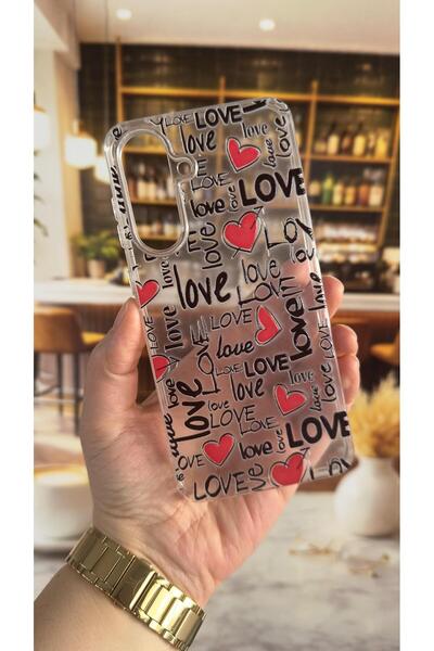 Vip Case Samsung A26 Compatible Love Text Patterned Transparent Shock-Absorbi...