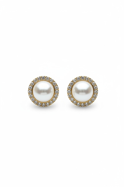 maia Bronze Color Zircon Stone Pearl Earrings