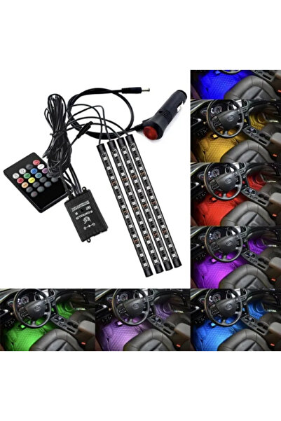 OEM Set 4 benzi LED cu lumina ambientala auto RGB cu telecomanda