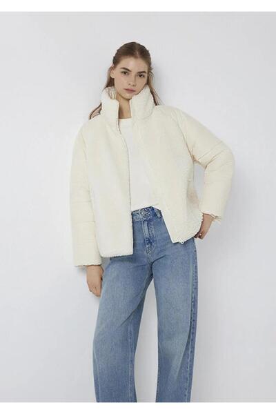 Mavi Mock Neck Ecru Sherpa Women's Jacket M1110818-80194