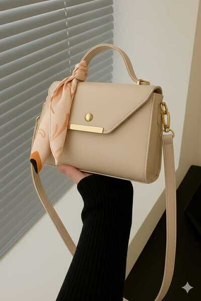 Butik Faux Leather Shoulder & Hand Bag with Scarf Detail