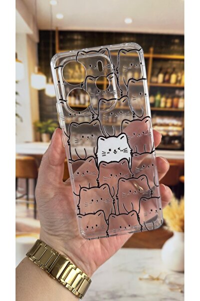 Vip Case Redmi Note 14 Compatible Manycat Patterned Transparent Shock-Absorbi...