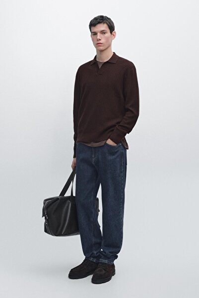 Massimo Dutti Pamuk karışımlı polo yaka triko kazak