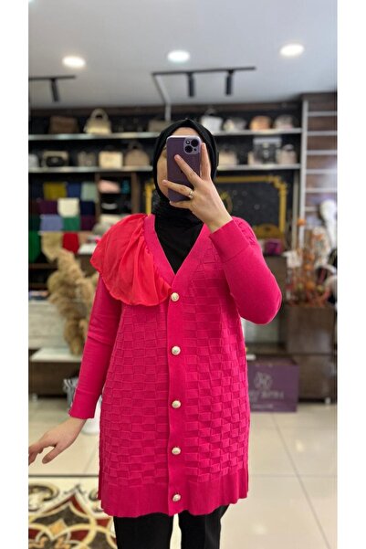 HUMEYRA Cardigan with Side Chiffon Details