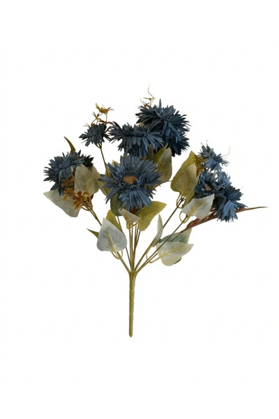 DDTREND باقة أزهار الأقحوان الاصطناعية لوكس أزرق بلون الكوبالت فروع عمودية لت...