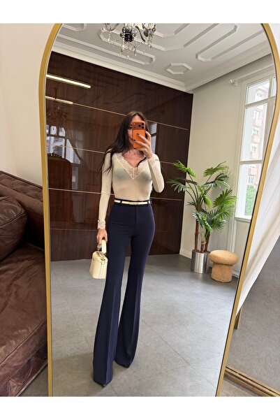 BOLESA GİYİM Likralı İspanyol Paça Kumaş Pantolon