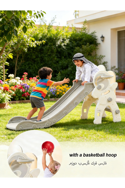 Yoawllty 2-in-1 Toddler Slide & Basketball Hoop - Stable Climbing Toy for Hom...