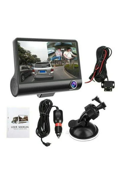 OEM Car video camera WDR triple DVR Full HD 1080P 4 inch black