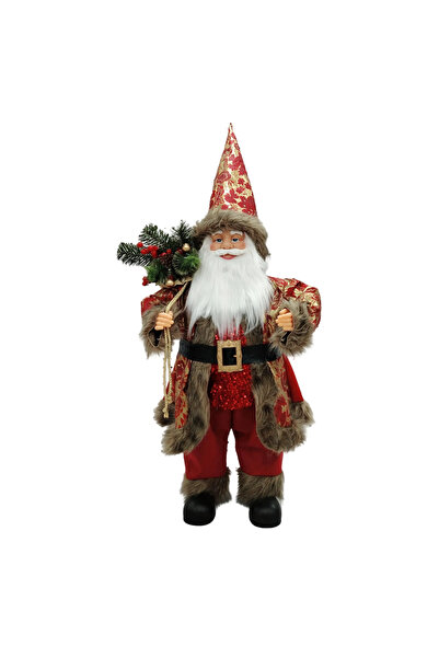 OEM Mos Craciun decorativ 100 cm, elegant cu barba si sac de cadouri