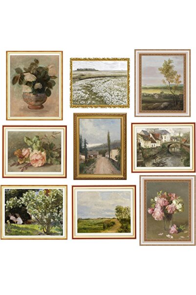 ALAYRA International مجموعة مطبوعات فنية جدارية مكونة من 9 قطع، ديكور عصري عت...