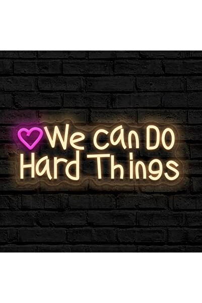 Slasa We Can Do Hard Things LED Neon Sign 40x15 cm Pink Heart Acrylic