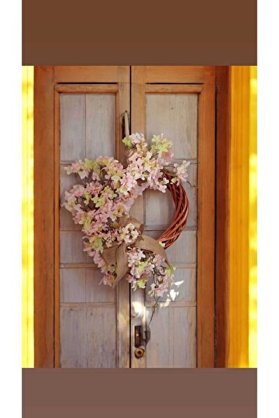 TASARİMECRN Çiçekli Kapı Süsü 30 cm Pembe Sarı çiçekli kapı çelengi ev hediye...