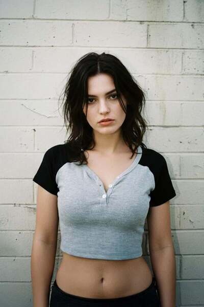 Karakedi Black Raglan Buttoned Grey Melange Y2K Short Sleeve Crop