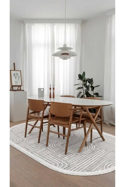 Halispecial Raye-Gri-Oval-Salon-Oturma Odası-Koridor-Mutfak-Modern-Kilim-Yıka...